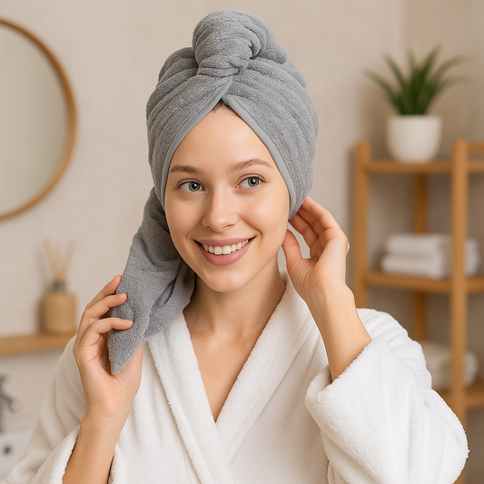 Premium 100% Cotton Hair Towel Wrap – Quick Dry & Anti-Frizz | Gentle on Hair